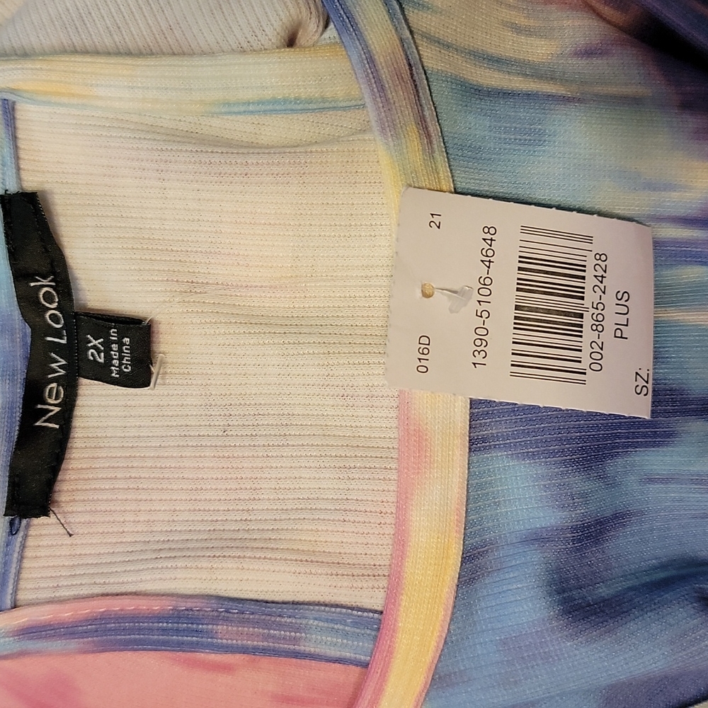 Spring Pastel Tie-Dye Racerback Muscle Maxi Dress With Crosses Front Hem Size 2X - Picture 10 of 13